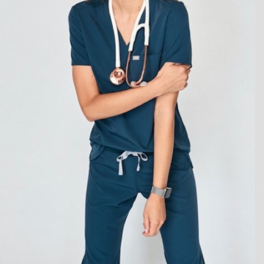 Figs Original Caribbean Blue Catarina Scrub Top & Yola Scrub Bottoms